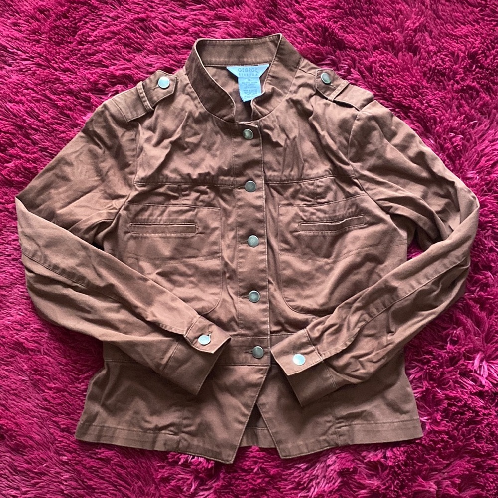 Brown faux denim retro jacket